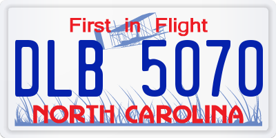 NC license plate DLB5070