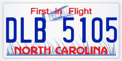 NC license plate DLB5105