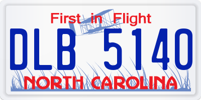 NC license plate DLB5140