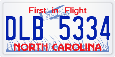 NC license plate DLB5334