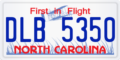 NC license plate DLB5350