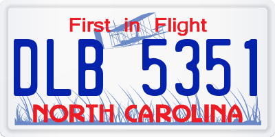 NC license plate DLB5351