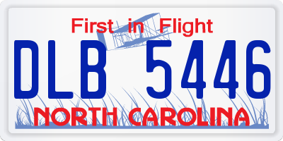 NC license plate DLB5446