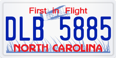 NC license plate DLB5885