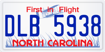 NC license plate DLB5938