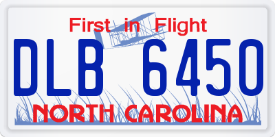 NC license plate DLB6450