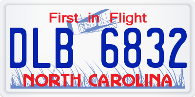 NC license plate DLB6832