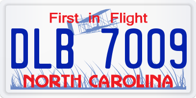 NC license plate DLB7009