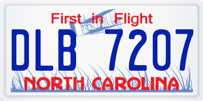 NC license plate DLB7207