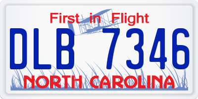 NC license plate DLB7346