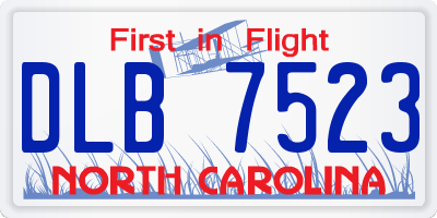 NC license plate DLB7523