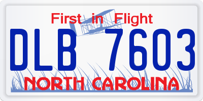 NC license plate DLB7603