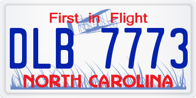NC license plate DLB7773