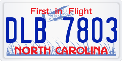 NC license plate DLB7803