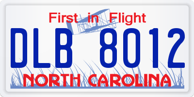 NC license plate DLB8012