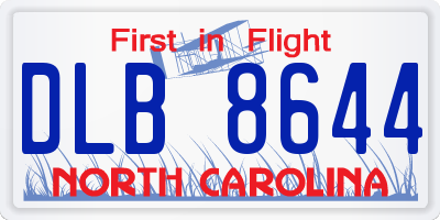 NC license plate DLB8644