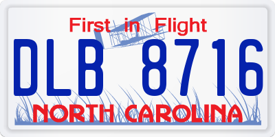 NC license plate DLB8716