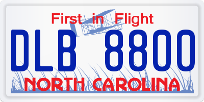 NC license plate DLB8800