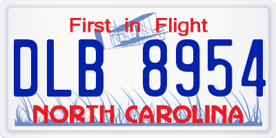 NC license plate DLB8954