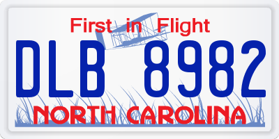 NC license plate DLB8982