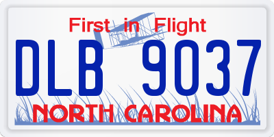 NC license plate DLB9037