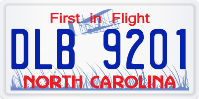 NC license plate DLB9201