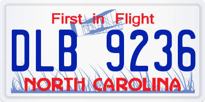 NC license plate DLB9236