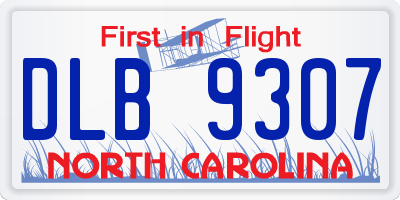 NC license plate DLB9307