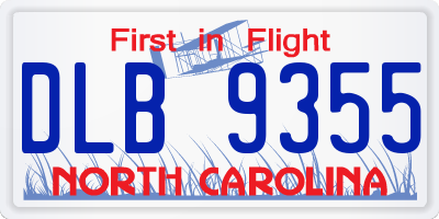 NC license plate DLB9355