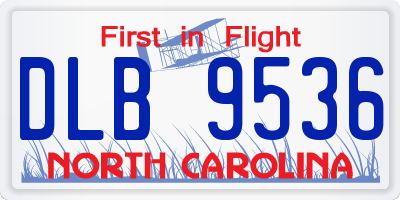 NC license plate DLB9536