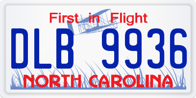 NC license plate DLB9936