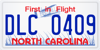NC license plate DLC0409