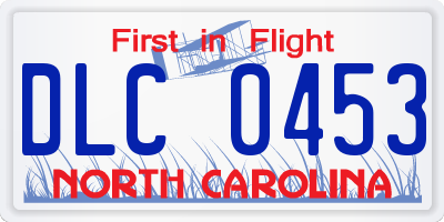 NC license plate DLC0453