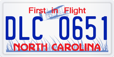 NC license plate DLC0651