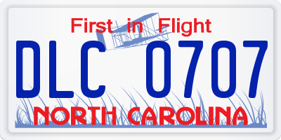NC license plate DLC0707
