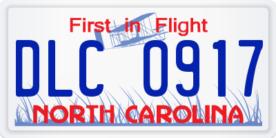 NC license plate DLC0917