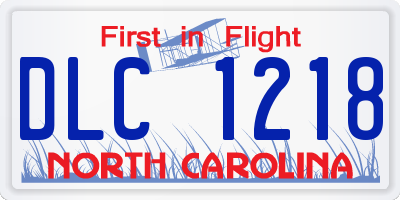 NC license plate DLC1218