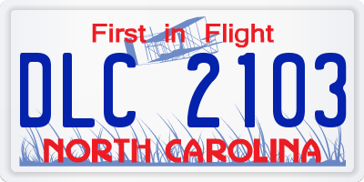 NC license plate DLC2103