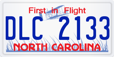 NC license plate DLC2133