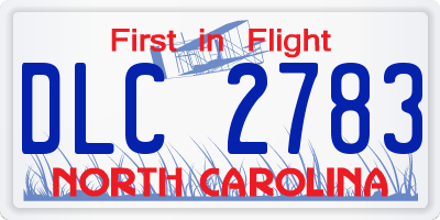 NC license plate DLC2783