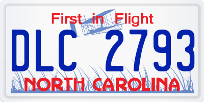 NC license plate DLC2793