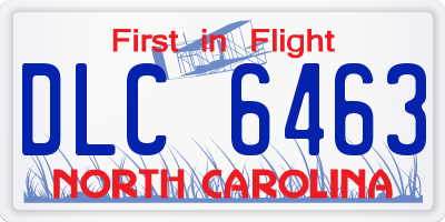 NC license plate DLC6463