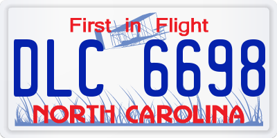 NC license plate DLC6698