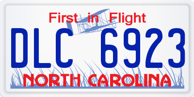 NC license plate DLC6923