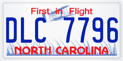 NC license plate DLC7796