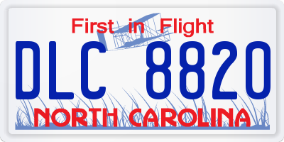NC license plate DLC8820