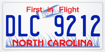 NC license plate DLC9212