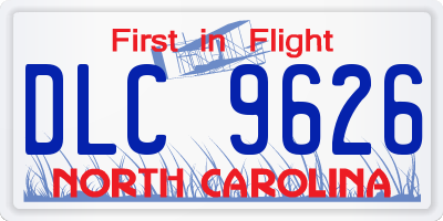 NC license plate DLC9626