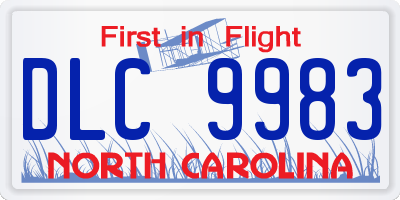NC license plate DLC9983