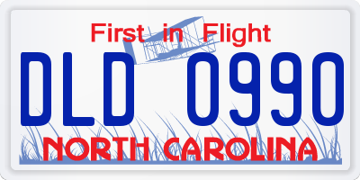 NC license plate DLD0990